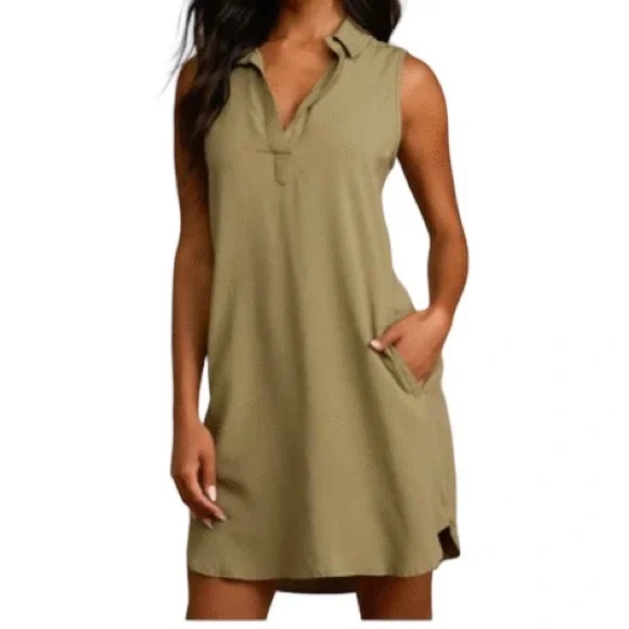 Lulus | Dresses | Lulus Casual Olive Green Sleeveless Collared Shift Dress  Size M | Poshmark